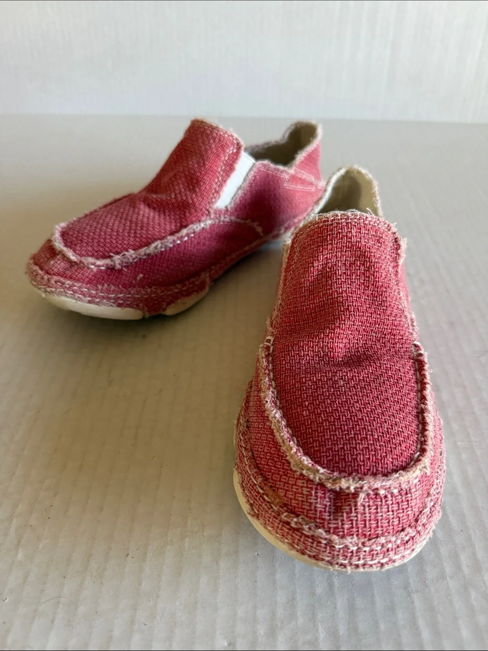 Tony Lama Lipstick Pink Canvas Slip On Shoes